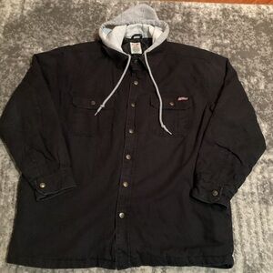 Dickies Men’s Jacket Cotton Canvas Quilt-Lined Hooded Full Zip&Snap Black Large